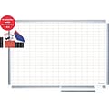 MasterVision Magnetic Dry-Erase Grid Platinum Plus Planning Board, Silver Frame, 24Hx36W