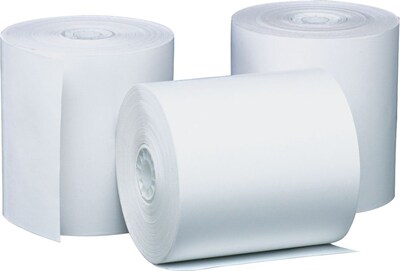 Preprinted Single-Ply Thermal Cash Register/POS Roll, 3-1/8 x 230 ft, Wht, 8/Pk