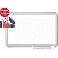 MasterVision® 48H x 72W Grid Porcelain Planner Dry Erase Board, Aluminum Frame