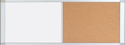 Mastervision Combo Cubicle Workstation, 18X48, Dry Erase/Cork/Silver Frame