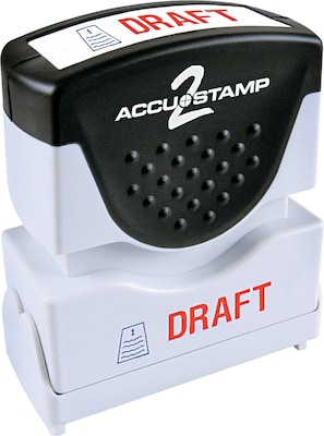 Accu-Stamp2® Two-Color Pre-Inked Shutter Message Stamp, DRAFT, 1/2" x 1-5/8" Impression, Red/Blue Ink (035542)