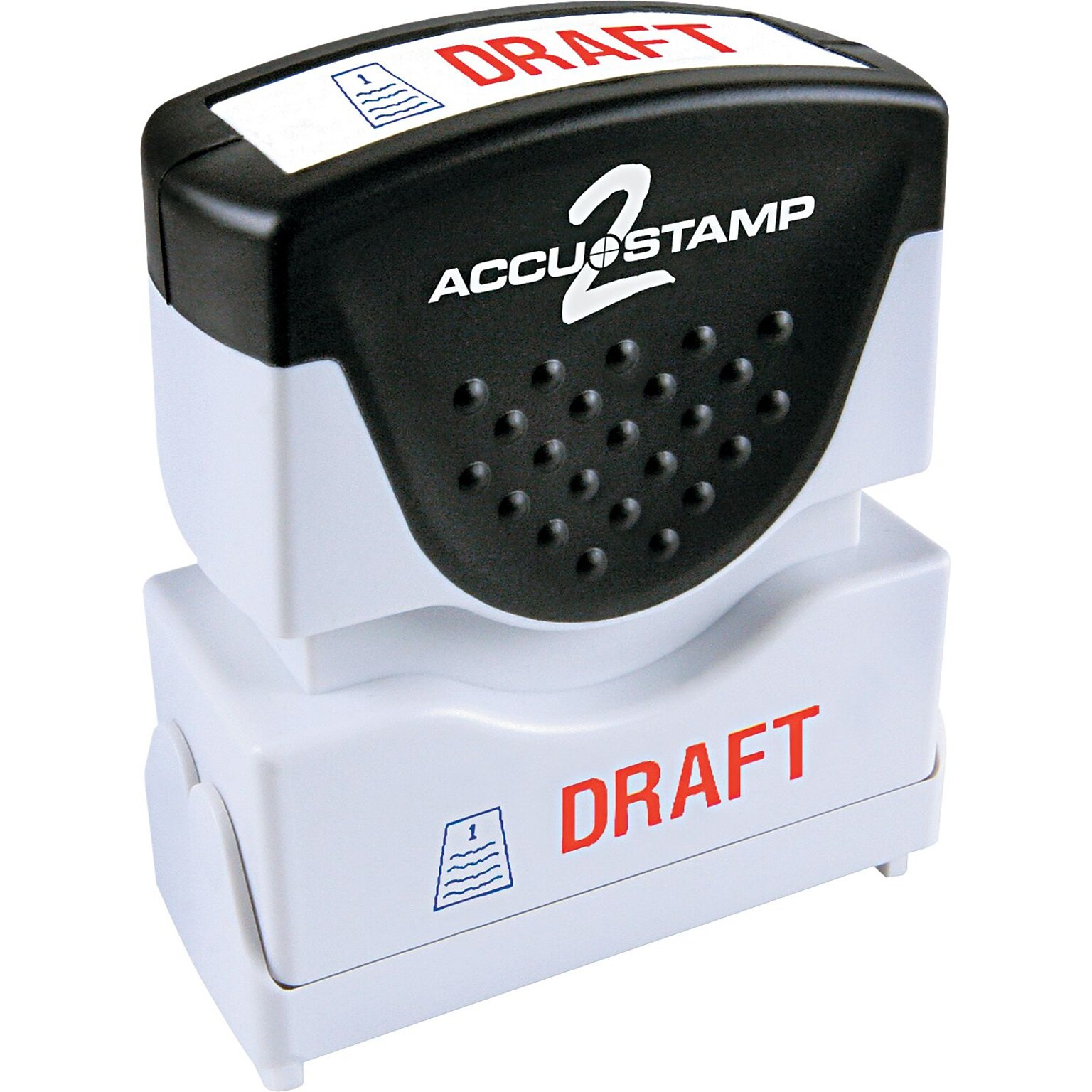 Accu-Stamp2® Two-Color Pre-Inked Shutter Message Stamp, DRAFT, 1/2 x 1-5/8 Impression, Red/Blue Ink (035542)