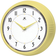 Infinity Instruments Home Essential Retro Wall Clock, Yellow Steel, 9.5 (10940-AURA)