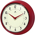 Infinity Instruments Home Essential Retro Wall Clock, Red Steel, 9.5 (10940-RED)