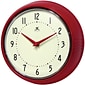 Infinity Instruments Home Essential Retro Wall Clock, Red Steel, 9.5" (10940-RED)