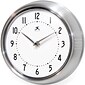 Infinity Instruments Home Essential Retro Iron Wall Clock, Silver Glass Finish, 9.5" Diameter
