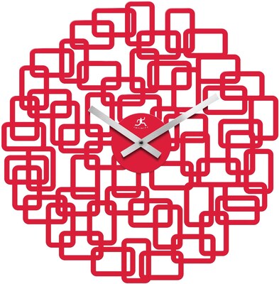 Infinity Instruments Modern Red Resin Open Faced Wall Clock, Round, 19 Diameter