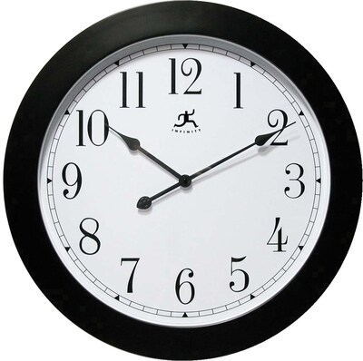 Infinity Instruments Nexus Black Wall Clock with White Face, 26 Diameter