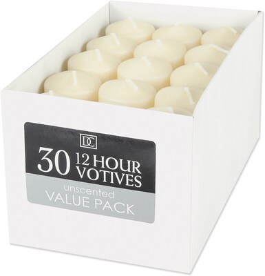 Darice Unscented 12 Hour Votive Candle, 30/Pkg, Ivory