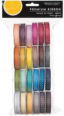 American Crafts® Value Pack Premium Ribbon, 24 Spools, Dot Grosgrain