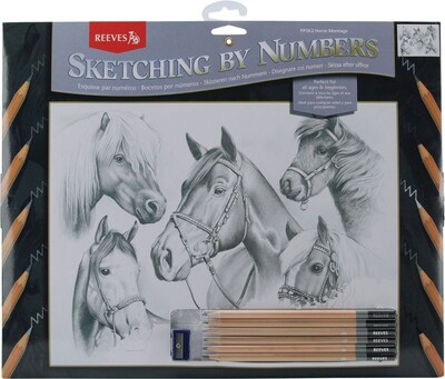 Reeves®  Sketching By Number Kit, 11-1/2 x 15-1/2, Horse Montage