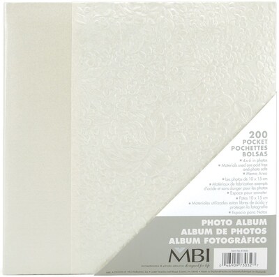 MBI Embossed Gardenia Pearl Photo Album-Holds 2-Up 4 x 6 Photos, 200 Capacity