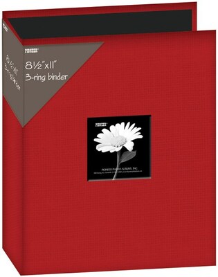 Pioneer Fabric 3, Ring Binder Album With Window, 8.5 x 11, Red