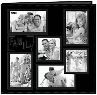Pioneer Collage Frame Sewn Embossed Cover Postbound Album, 12 x 12, Black/Family