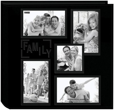 Pioneer 5-Up Collage Frame Sewn Embossed Photo Album, Black