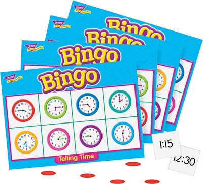 Trend Enterprises Bingo Telling Time Game, 3-36 Players, 36 Cards/Mats