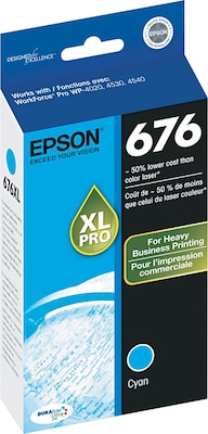 Epson T676XL Black, Cyan, Magenta, Yellow High Yield Ink Cartridges, 4/Pack