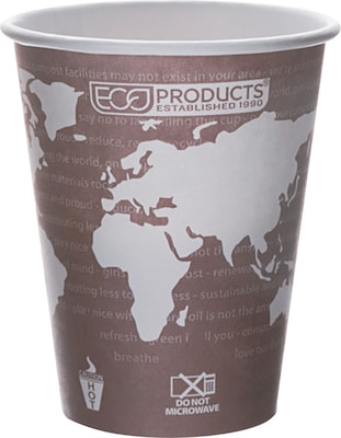 Eco-Products World Art Paper Hot Cups, 8 oz., Plum, 50/Pack (ECOEPBHC8WA)