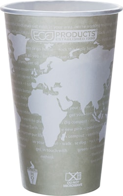 Eco-Products World Art Paper Hot Cups, 16 oz., Green, 50/Pack (EP-BHC16-WA)