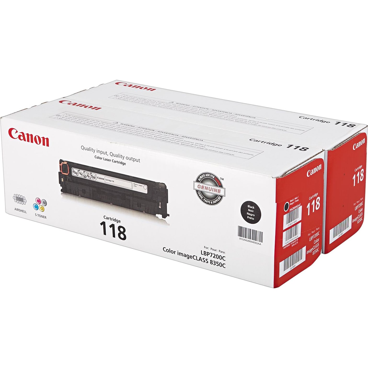 Canon 118 Black Standard Yield Toner Cartridge, 2/Pack (2662B004AA)