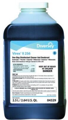 Diversey™ Virex® II 256 Disinfectant Cleaner & Deodorizer Refill, J-Fill®, Minty Scent, 2.5 Liters, 2/Ct