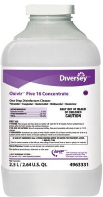 Diversey™ Oxivir® Five 16 Concentrated Disinfectant Cleaner, J-Fill®, 2.5 Liters, 2/Ct