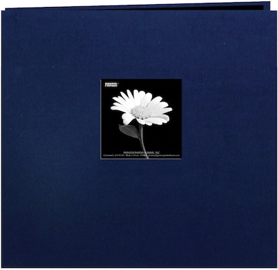 Pioneer Book Cloth Cover Postbound Album With Window, 8 x 8, Regal Navy