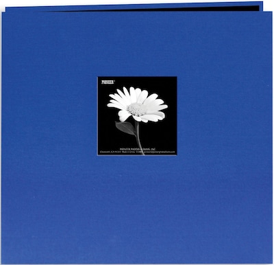 Pioneer Book Cloth Cover Postbound Album With Window, 8 x 8, Cobalt Blue