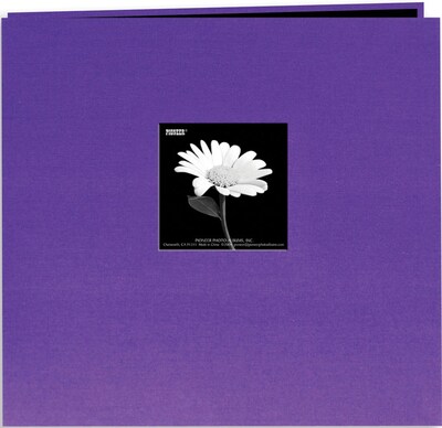 Pioneer Book Cloth Cover Postbound Album With Window, 8 x 8, Grape Purple