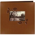 Pioneer Embossed Leatherette Postbound Album With Window, 12 x 12, Brown With Ivy