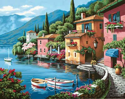 Dimensions Paint By Number Kit, 20 x 16, Lakeside Village