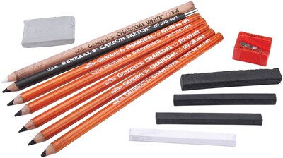 General Pencil Charcoal Kit, 12 Pieces