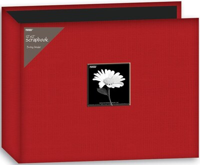 Pioneer Fabric 3-Ring Binder Album With Window, 12 x 12, Red
