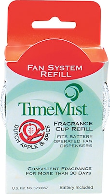 TimeMist  Fan Fragrance Cup Refill, Dutch Apple & Spice, Clear, 1 oz. Cup, 12/Case