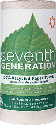Seventh Generation™ Natural Unbleached 100% Recycled Paper Towel Roll, 2-Ply, 11 x 9 Sheets, 120 Sheets/Roll (13720)