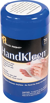 Read Right HandKleen Cloth Premoistened Wipe, 5 1/2(W) x 6 1/2(L), 70/Tub
