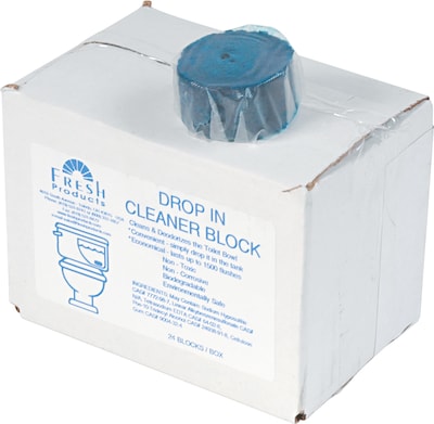 Fresh Products Restroom Drop-In Tank Non-Para Cleaner Block, Unscented, 24/Box (DIB)