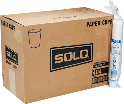 Solo Paper Water Cup, 4 oz., White, 5000/Carton (SLO404CT)