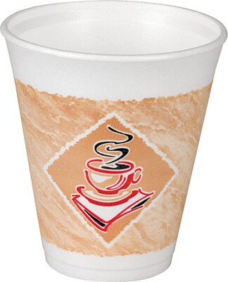 Dart® ThermoGlaze® Insulated Foam Cups 8 oz., Café G® Design, 1000/Carton (8X8G)