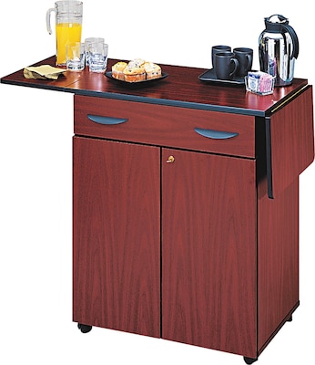 Safco® 2 Door Hospitality Service Cart; 1 Shelf; 38 3/4(H) x 32 1/2(W) x 20 1/2(D); Mahogany