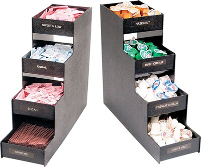 Vertiflex™ Condiment Organizer, 4 Shelves, 8 Compartments, 15 7/8"H x 6"W x 19"D, Black (VFC-1916RC)