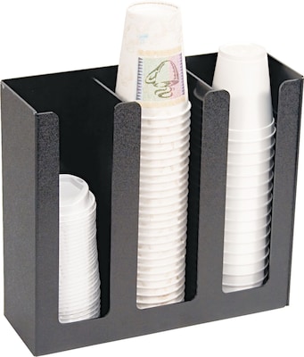 Vertiflex Cup/Lid Holder, 3 Compartment, 12-3/4x 4-1/2 x 11-3/4, Black (VFPC-1000)