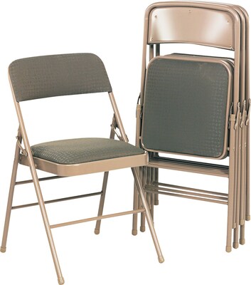 Bridgeport™ Deluxe Fabric Padded Seat And Back Folding Chair, Cavallaro Taupe
