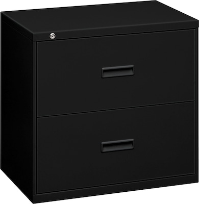 HON Lateral File, 2 Drawers, Molded Pull, 36W, Black Finish (BSX482LP)