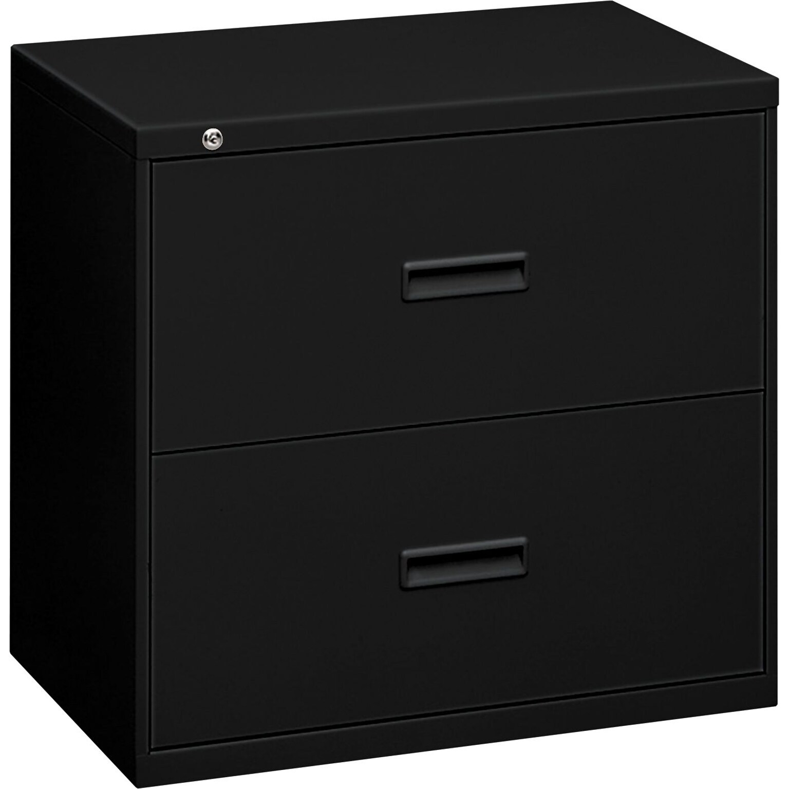 HON Lateral File, 2 Drawers, Molded Pull, 36W, Black Finish (BSX482LP)