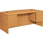 HON® 10500 Series Office Collection in Harvest, Double Pedestal Desk with Bow Top, 72W x 36D