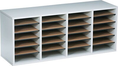 Safco® Adjustable Compartment Literature Organizers in Grey Finish, 24 Shelves