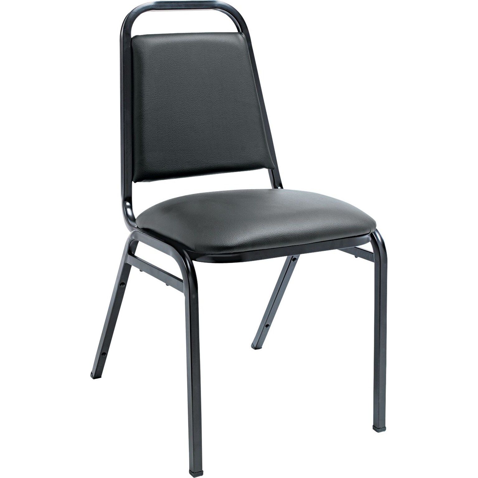 Alera Continental Vinyl Square-Back Stacking Chairs, Black, 4/CT (ALESC68VY10B)