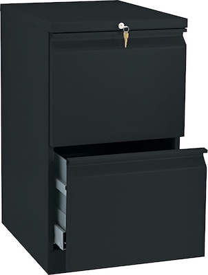HON Brigade 2-Drawer Mobile Vertical File Cabinet, Letter Size, Lockable, 28H x 15W x 19.875D, Bl