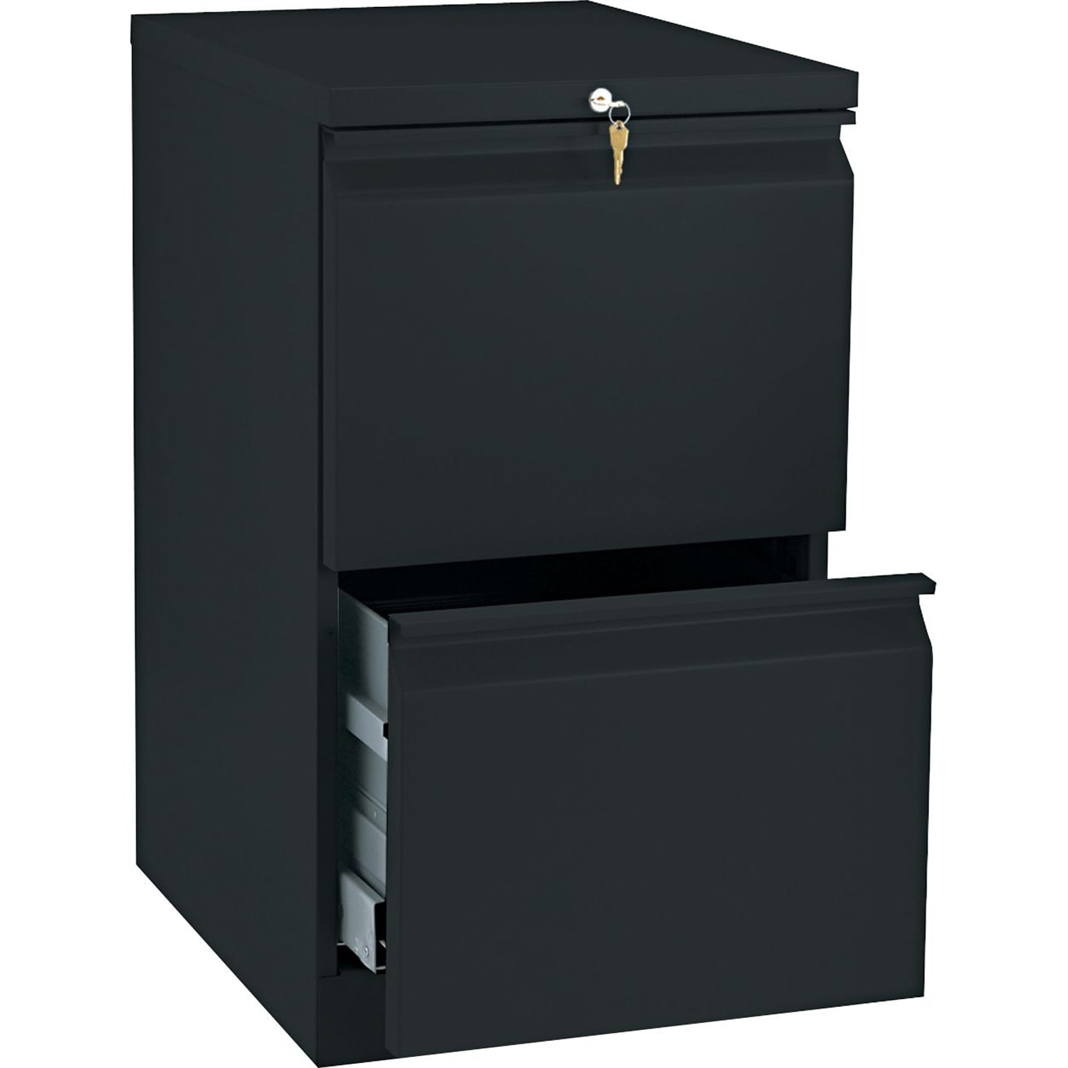 HON Brigade 2-Drawer Mobile Vertical File Cabinet, Letter Size, Lockable, 28H x 15W x 19.875D, Black (H33820RP)